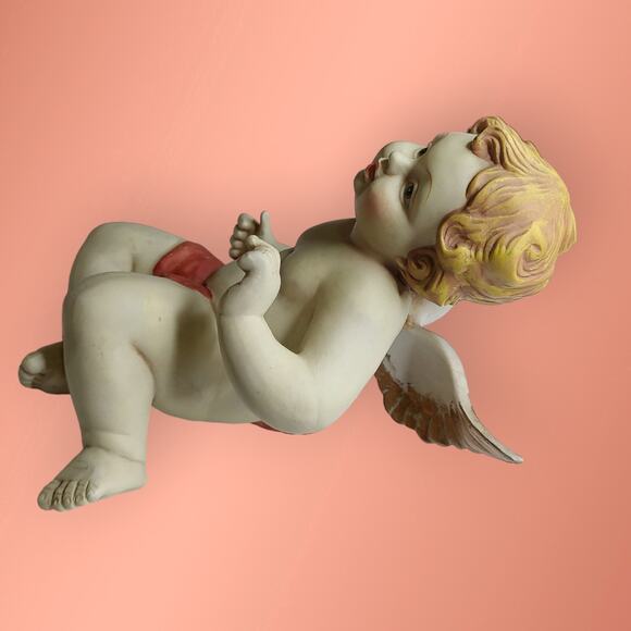Hand-painted Putto Cupid Angel Cherub Whimsical Renaissance Baroque Figurine - Picture 6 of 11